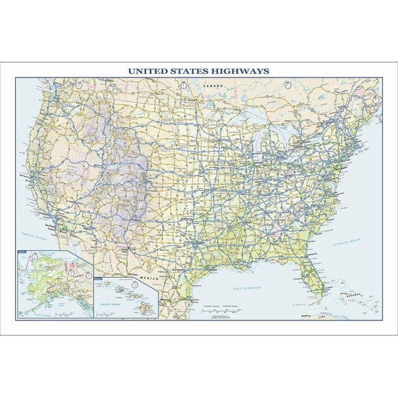 Mapa mural de carreteras interestatales de EE. UU. 58 × 39 cm – Globe Turner