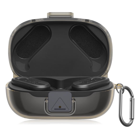 Funda para auriculares POZCIS para JBL Peak 3, TPU transparente + mosquetón