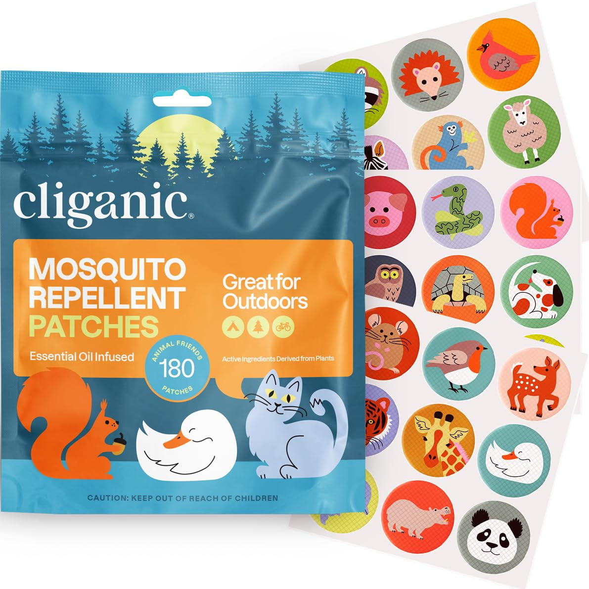 Pegatinas Repelentes De Mosquitos Cliganic Animal Patches, Paquete De 180