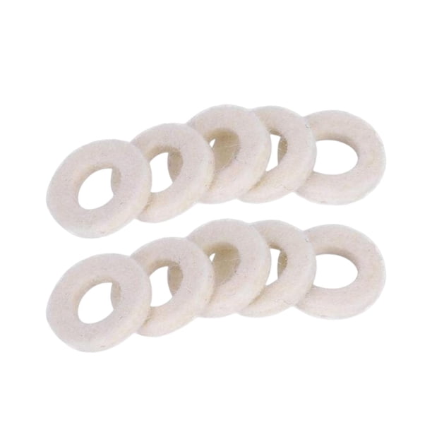 10x Arandela de fieltro Cojín Cojín Kits de mantenimiento de accesorios Pieza de repuesto profesional Juego duradero para válvula de trompeta Cornet , Blanco