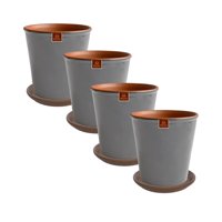 Pottery - Set De 4 Macetas Zaia 15 Cm Gris Matte Y Sus Platos