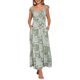 thumbnail image 1 of INSPIRE CHIC Vestido de verano estampado para mujer con tirantes finos, escote cuadrado, corte en línea A, vestido largo maxi M Verde, 1 of 6