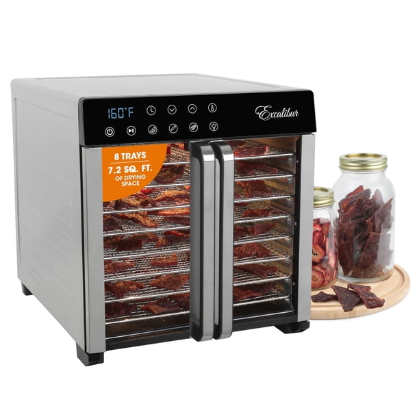 Deshidratador de alimentos Excalibur de 8 bandejas y 7.2 pies³ con temporizador y control de tempera