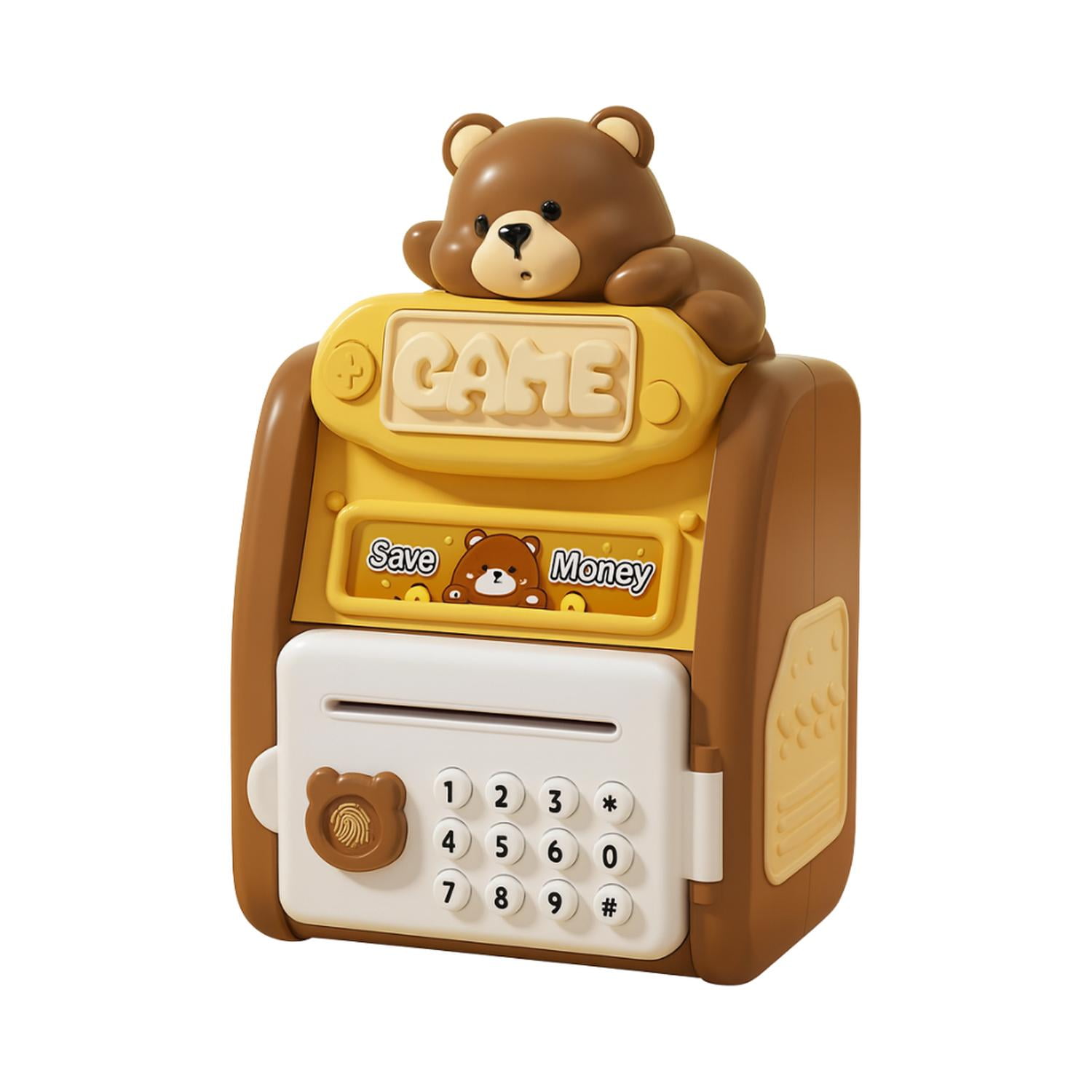 Fliperex - Alcancia Caja Fuerte Kawaii Clave Huella Digital Infantil Cafe