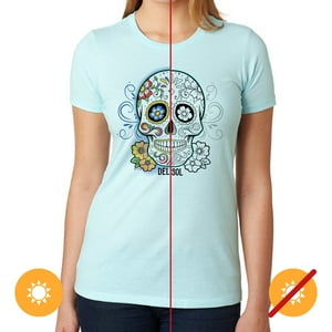 Delsol - Camiseta Del Día De Los Muertos - Azul Hielo De Para Unisex - Camiseta (Pequeña)