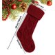 thumbnail image 3 of Medias navideñas grandes de punto de 45 cm para colgar en la chimenea, ideales para decorar las fiestas familiares (burdeos, marfil, 6 unidades), 3 of 5
