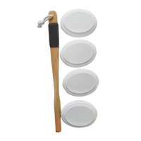 Magideal - Aplicador De Loción Para Espalda, 1 Mango, 4 Almohadillas, Cepillo Corporal, Portátil, Resistente, Depurador De Baño, Herramienta Reutilizable Para El Blanco