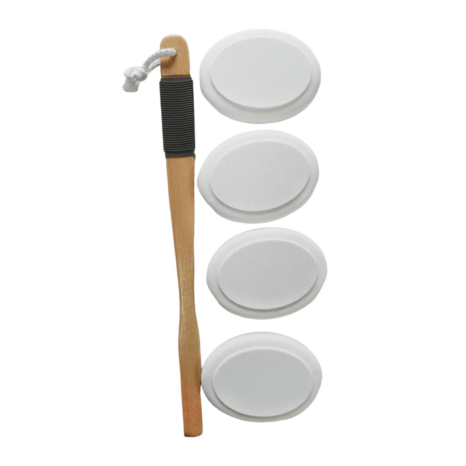 Magideal - Aplicador De Loción Para Espalda, 1 Mango, 4 Almohadillas, Cepillo Corporal, Portátil, Resistente, Depurador De Baño, Herramienta Reutilizable Para El Blanco