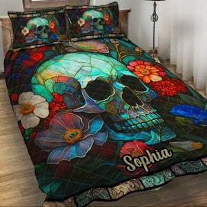 Milsleep - Calavera Floral - Juego De Edredón Calavera Personalizado