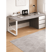 Space Home - Escritorio 120 Cm Blanco/Gris Con Cajonera Y Estructura Metálica