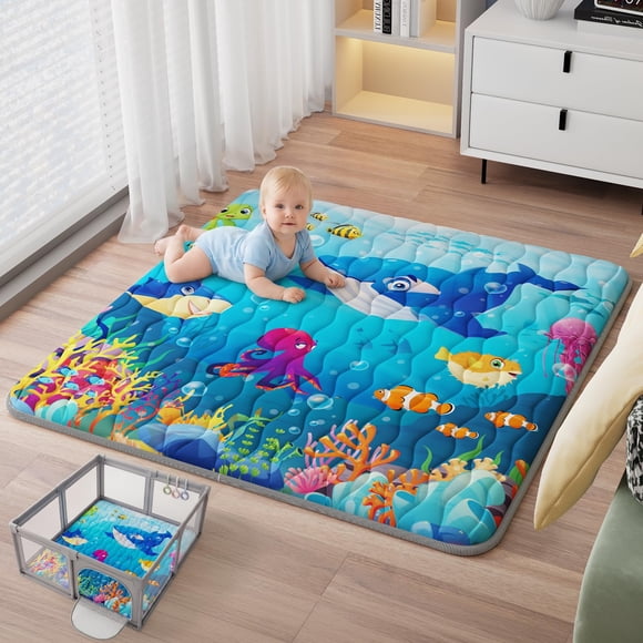 Tapete de Juego para Bebé YJORIX 50x50 cm Impermeable y Antideslizante Mundo Marino