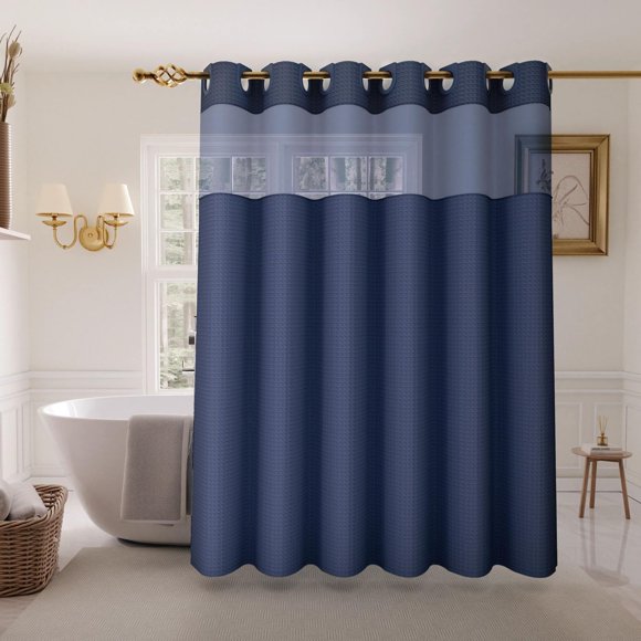 Cortina de Ducha INHOUSOLU 183 cm Azul Marino Tejido Gofre