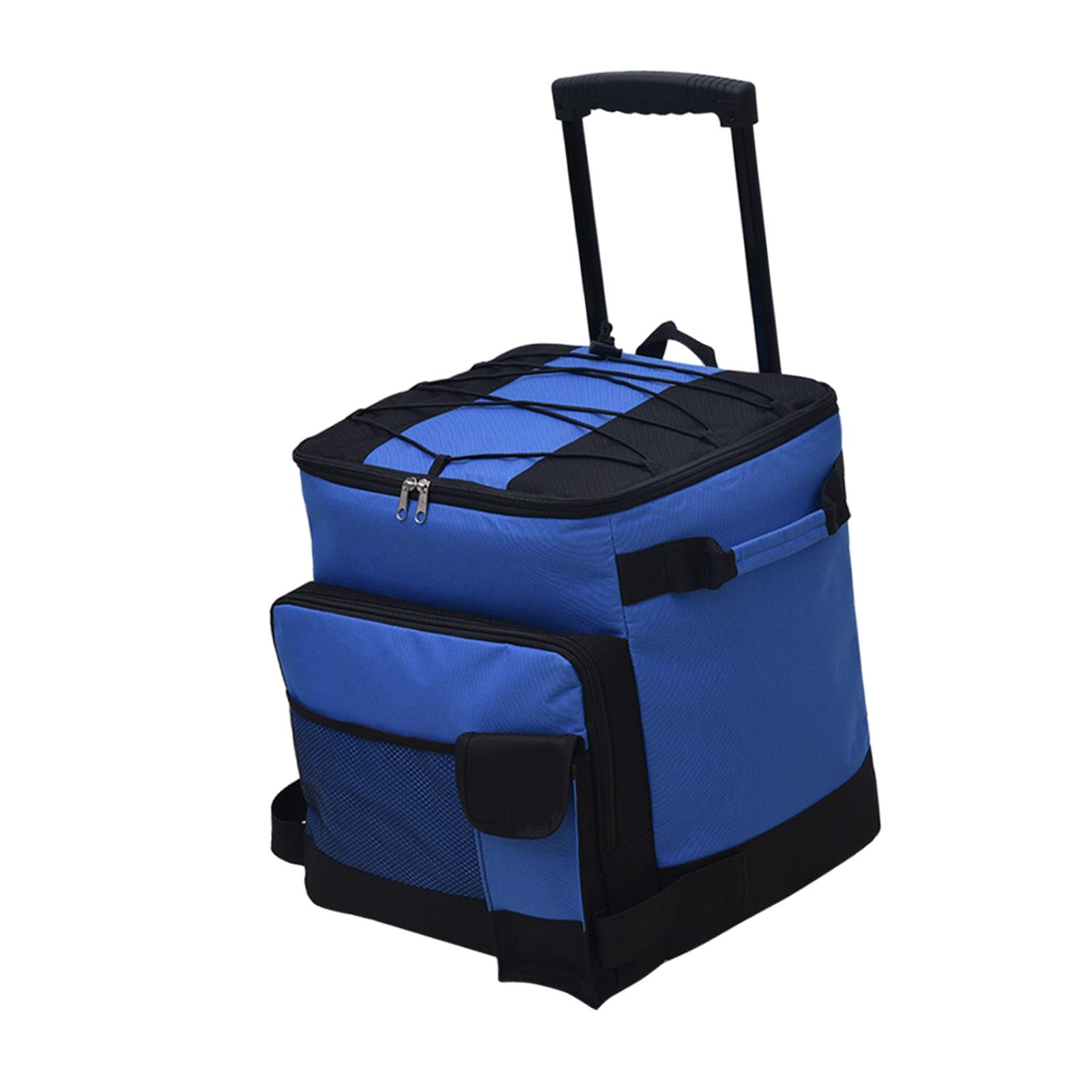 Magideal - Bolsa Enfriadora Con Ruedas Para Carrito, Refrigerador Portátil Oxford Con Aislamiento, Enfriador Con Ruedas A Prueba De Fugas, Bolsa Térmica Plegable Azul