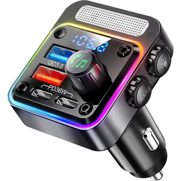 Transmisor FM Bluetooth Nulaxy 54W 4 Puertos Cargador Rapido Auto