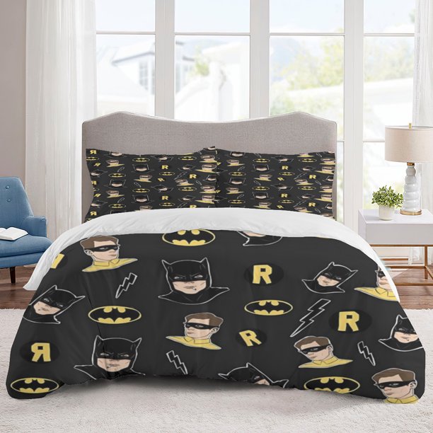 Batman Bedding Sets Cartoon Duvet Cover Lightweight 3 Piece Bet Sets for Kids Boys Girls