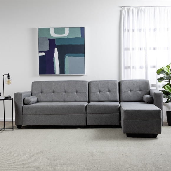 Seccional Boxter Xl Der Tela Gris Medio