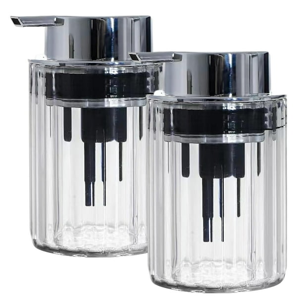 Dispensador de jabón espumoso, paquete de 2, transparente claro y gris transparente, dispensador de jabón, dispensador de jabón de manos, dispensador de jabón espumoso de plástico, dispensador de jabó