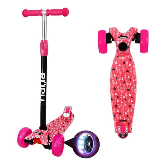 Scooter Monopatin Rupu Pink Lovely Niñas Regulable Ruedas Led Rosa