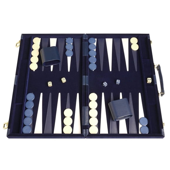 Set de Backgammon Middleton Games Deluxe Azul 38 cm