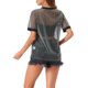 thumbnail image 3 of INSPIRE CHIC Camiseta de Malla para Mujer Cubierta de Fiesta Manga Corta Transparente Tops S Negro Plata, 3 of 6
