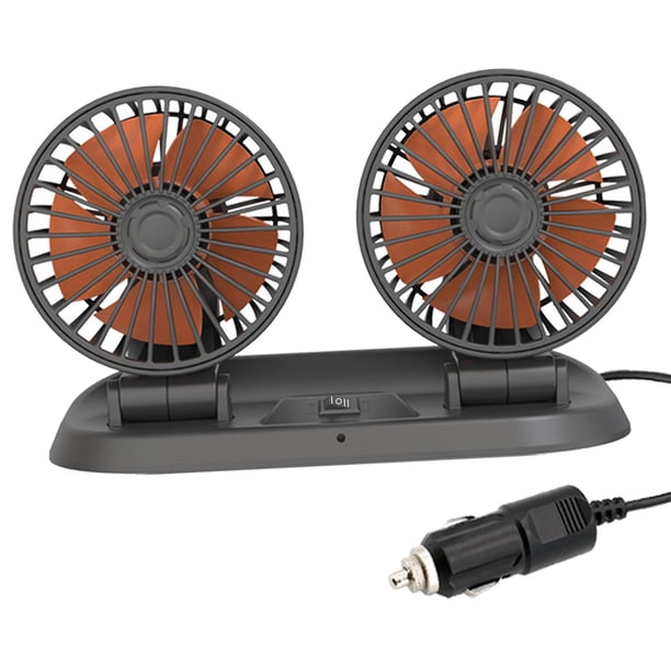 Ventilador de coche, doble cabeza, 360 rpm, ajustable, ventilador de refrigeración eléctrico de 2 velocidades, se la la adaptaciónción a Dashdoard, barco, S - Encendedor de cigarrillos24V