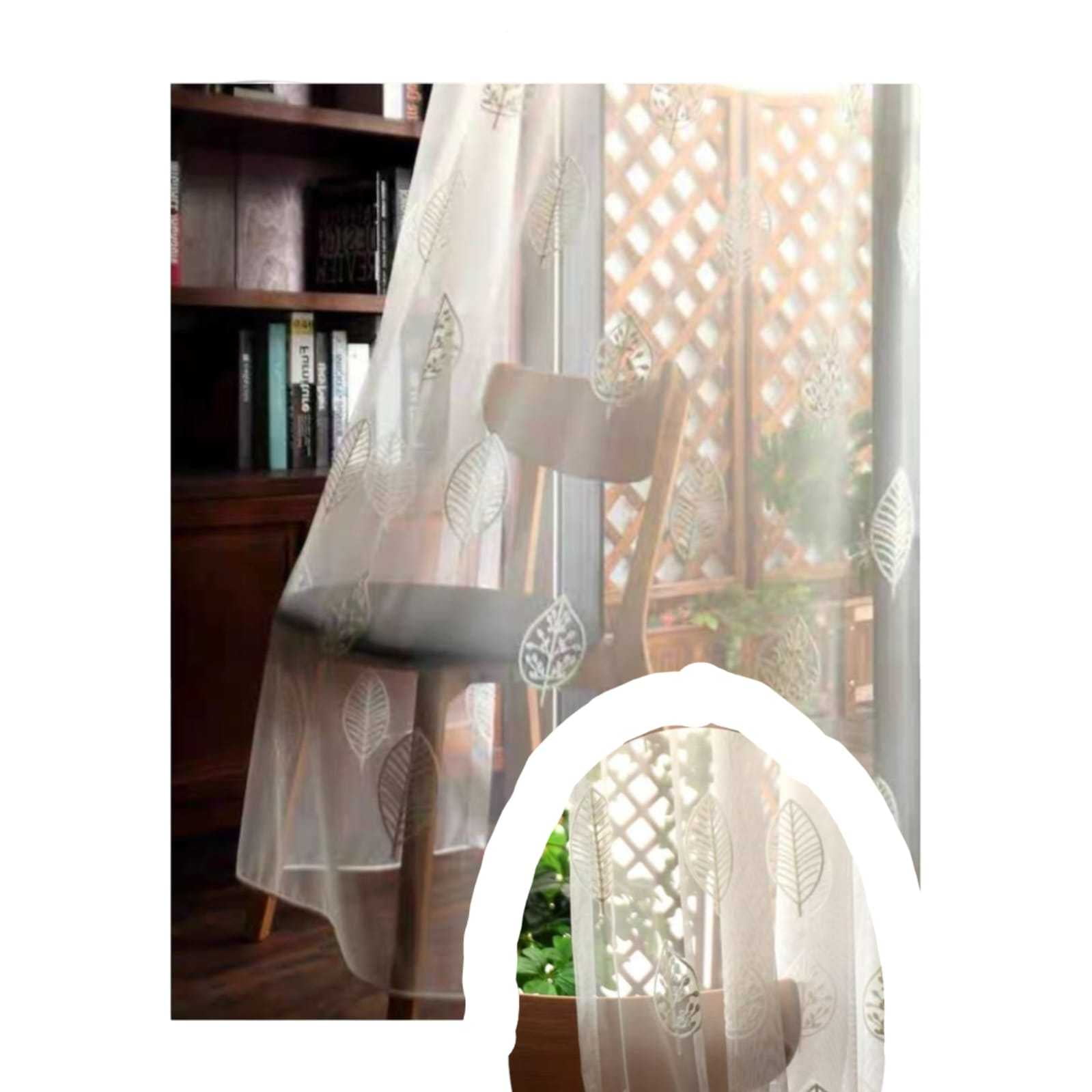 Genérico - Visillos Bordados Hojas Blancas 140x230 Cm 2 Paños