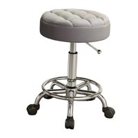 Bothyi - Taburete De Barra Con Ruedas Y Altura Ajustable, Redondo, Para Oficina Y Hogar, Color Gris