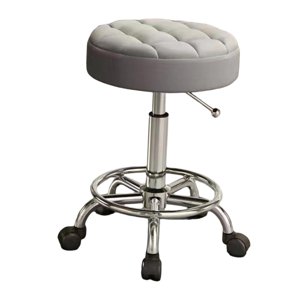 Bothyi - Taburete De Barra Con Ruedas Y Altura Ajustable, Redondo, Para Oficina Y Hogar, Color Gris