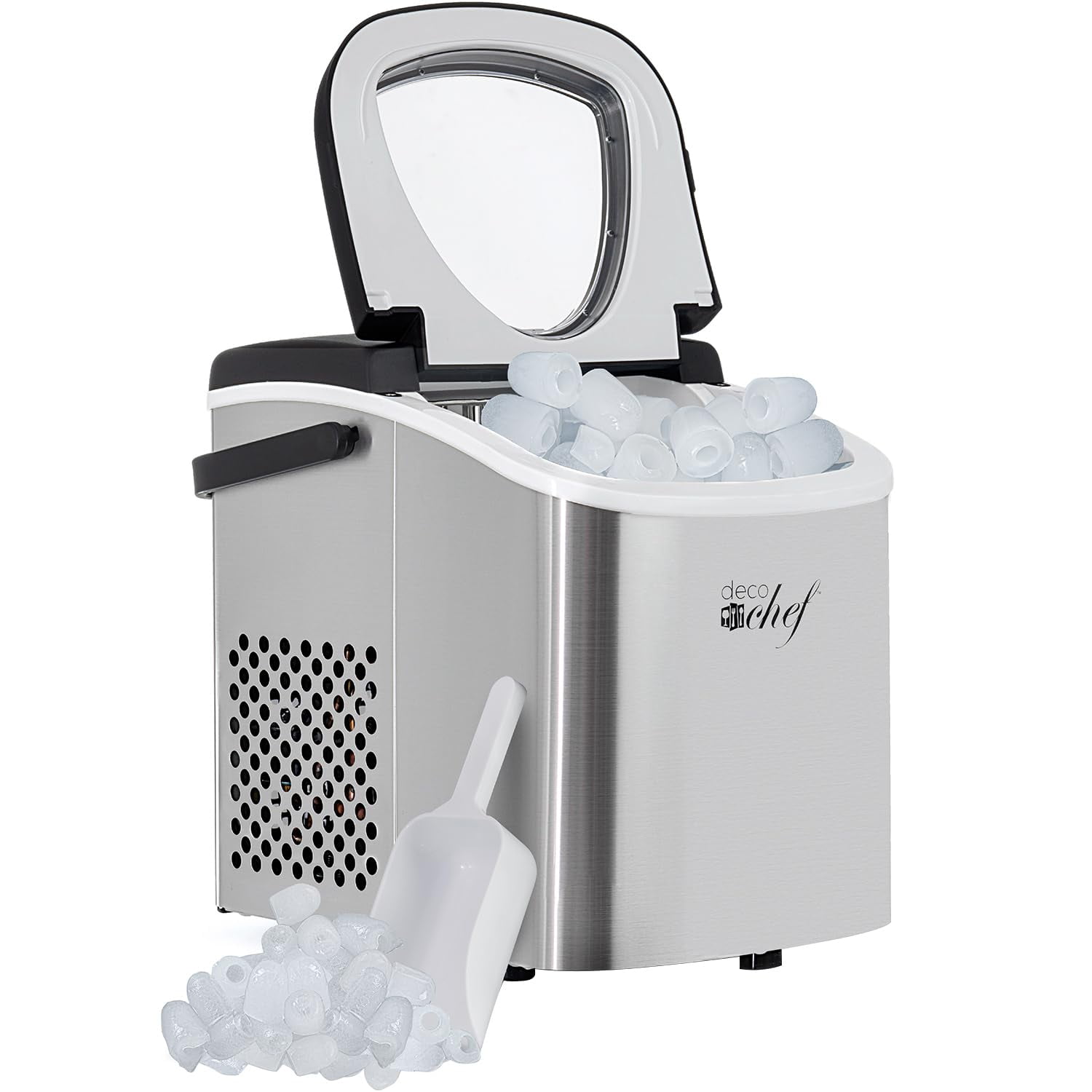 Deco Gear - Máquina De Hielo De Sobremesa Deco Compact De Acero Inoxidable De 12 Kg
