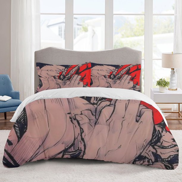 Jujutsu Kaisen Bedding Sets Cartoon Duvet Cover Lightweight 3 Piece Bet Sets for Kids Boys Girls