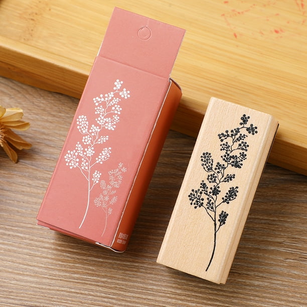 1pc, Vintage Flower and Grass Collection Stamp Set for DIY Crafts and Scrapbooking - Wooden Rubber Stamps for Unique and Personalized Designs