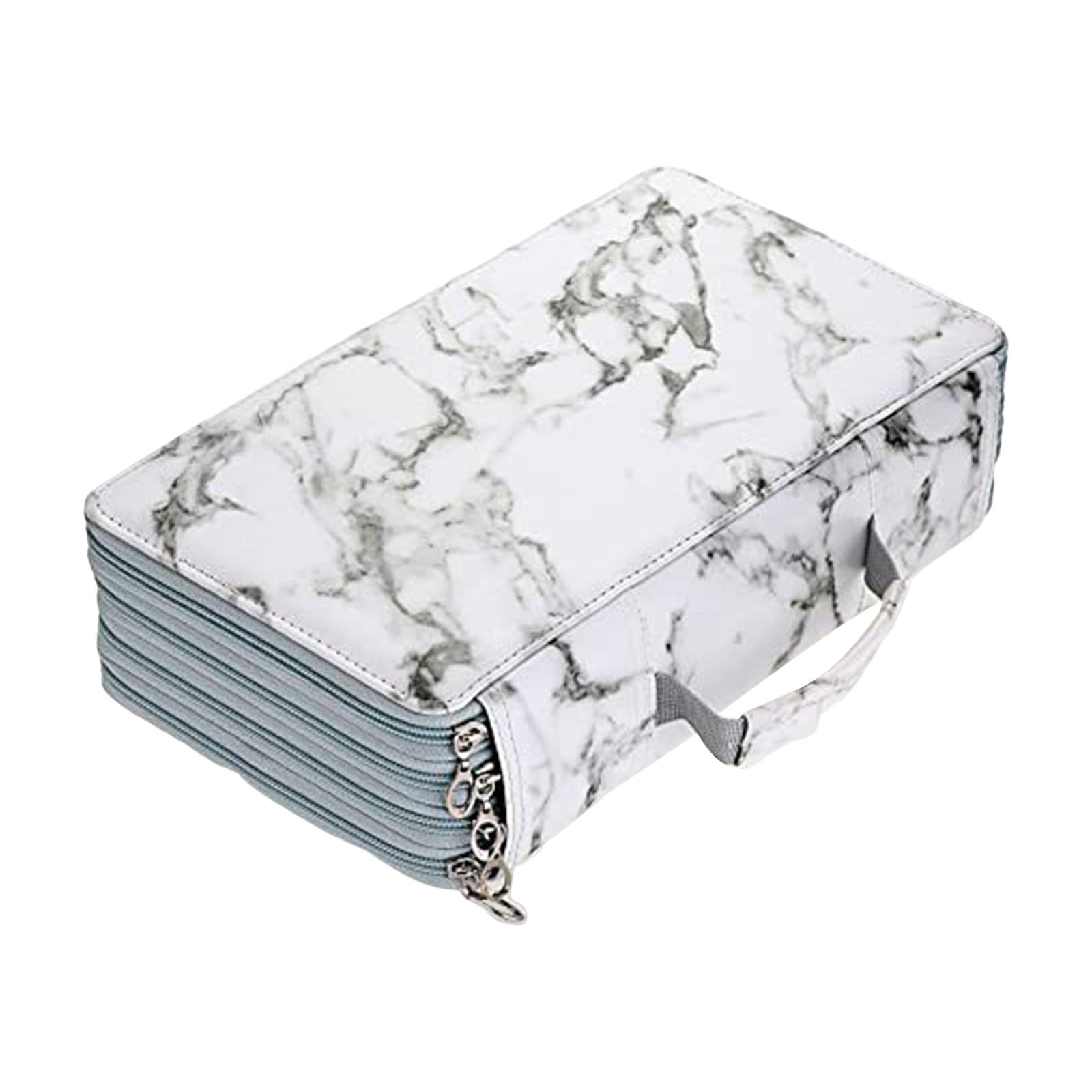 Magideal - Estuche De Lápices Portátil Con 300 Ranuras, Bolsa De Lápices Con Asa, 4 Capas Para Bolígrafos De Acuarela, Escuela, Oficina, Niños, Niñas, Suministro Blanco