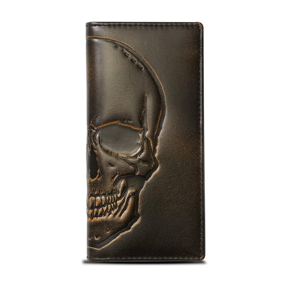 Wallet House de Jack Co. SKULL Long de cuero de plena flor para hombre
