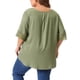 thumbnail image 3 of Agnes Orinda Camisetas de Mujer Tallas Grandes Cuello Redondo Encaje Crochet Manga Corta Blusas Casuales 3X Verde Militar, 3 of 6