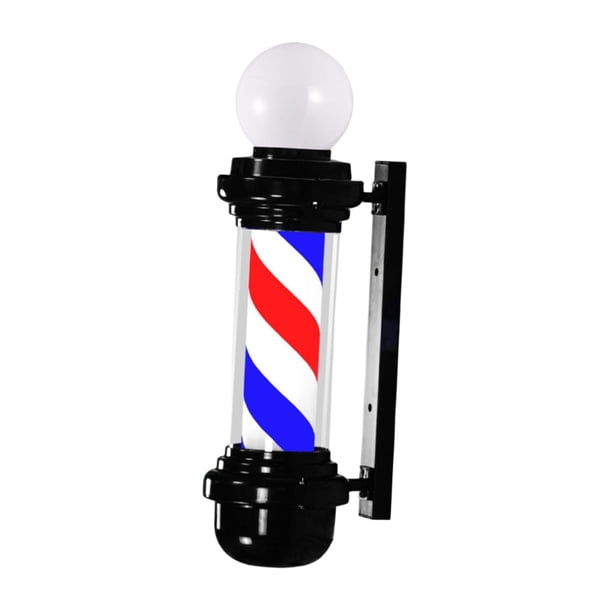 Luz de poste de barbero de 26,8 pulgadas, luz giratoria de salón, letreros clásicos, letrero abierto de barbería de montaje en pared, luz de letrero rojo azul blanco