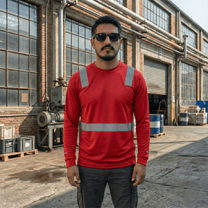 T-World - Polera Híbrida Reflectante Manga Larga Upf50+ Antibacterial Rojo