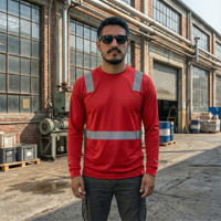 T-World - Polera Híbrida Reflectante Manga Larga Upf50+ Antibacterial Rojo