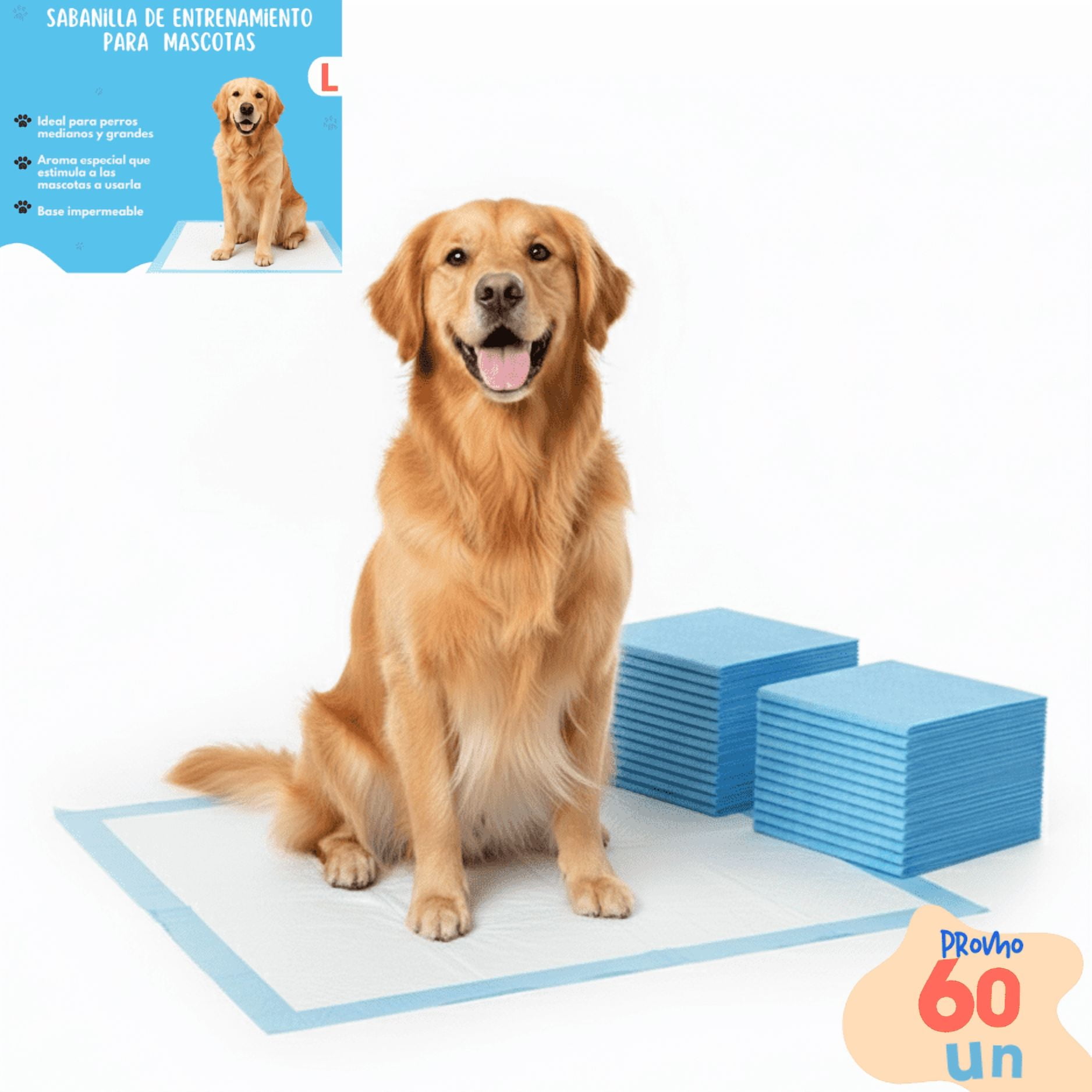 Telotenemos - 60 Pañales Sabanillas Entrenamiento Absorbentes Mascota Perros Y Gatos 60x90cm