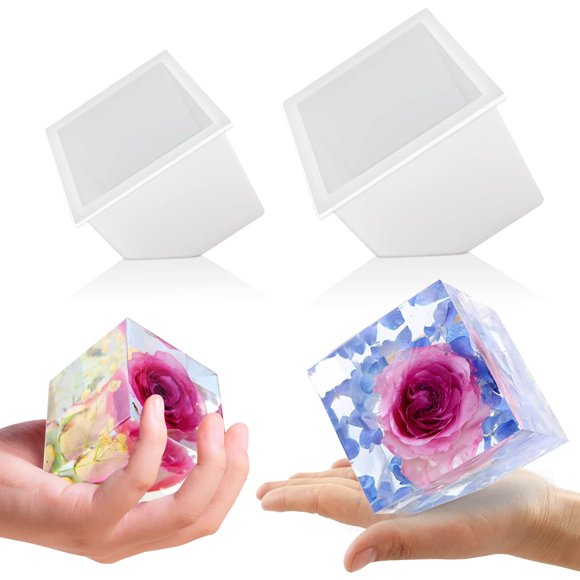 Molde de resina Voaesdk 2 piezas cubo 10 cm y 8,5 cm DIY