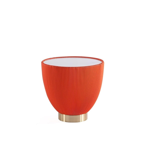 Mesa lateral Manhattan Comfort Anderson moderna redonda de 18" color naranja