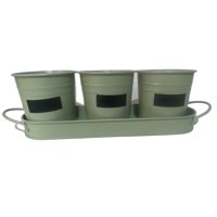Decogreen - Set De 3 Maceteros Y Bandeja Pizarra Verde