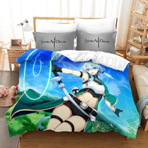 Sword Art Online Anime Quilt Duvet Cover Set Bedclothes Super 3-Piece Bedding Set