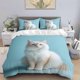 thumbnail image 1 of 3pcs White Cat Digital Print Bedding Set High-Density Polyester, 1 of 1