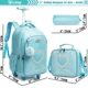 thumbnail image 2 of Children's Wheeled Backpack Bag Set with Lunch Box School Rolling Backpack Bag with Wheels School Trolley Backpack Bag for Girls, 2 of 3