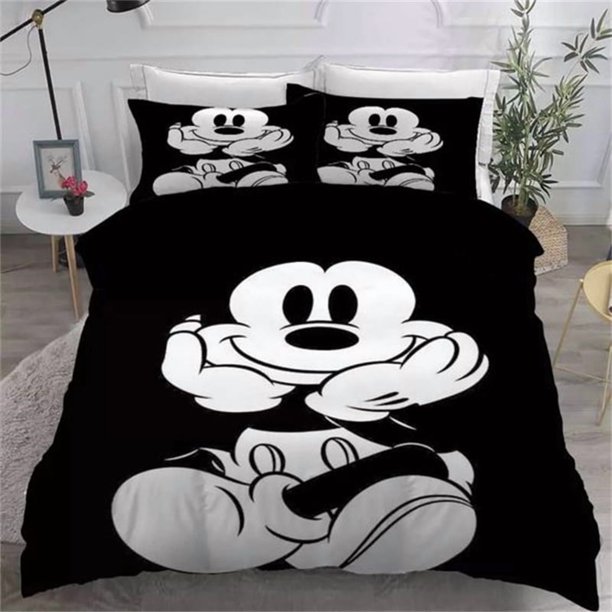 Mickey Children Duvet Cover Cartoon Anime Black White Bedding Set for Bedroom Decoration Children Adult Gifts