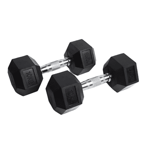 Linea Sport - Par De Mancuernas 10Kg C/U Total 20Kg Hexagonales De Caucho