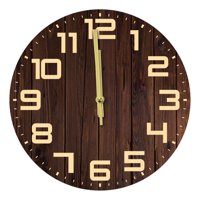 Magideal - Reloj De Pared De Madera Colgante, Reloj Pequeño, Rústico, Decorativo, Sin Tictac, Reloj De Tiempo Redondo Para Decoración Interior, Sala De Estar Y C