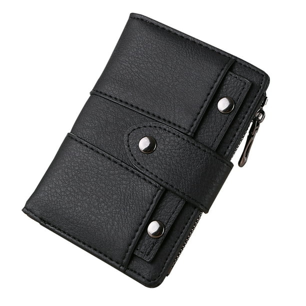 Cartera pequeña de piel suave para mujer con bloqueo RFID y tarjetero.