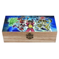 Desmarcar - Bakugan Caja Organizadora De Madera Rústica - Caja Decorativa Multifuncional Para Escritorio, Hogar, Oficina, Joyas Y Manualidades