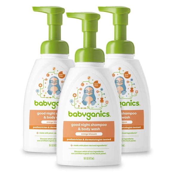 Champú y gel de baño Babyganics Orange Blossom 480 ml (x3)